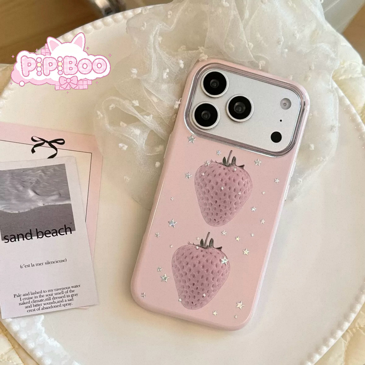 Cute pink strawberry phone case for iPhone