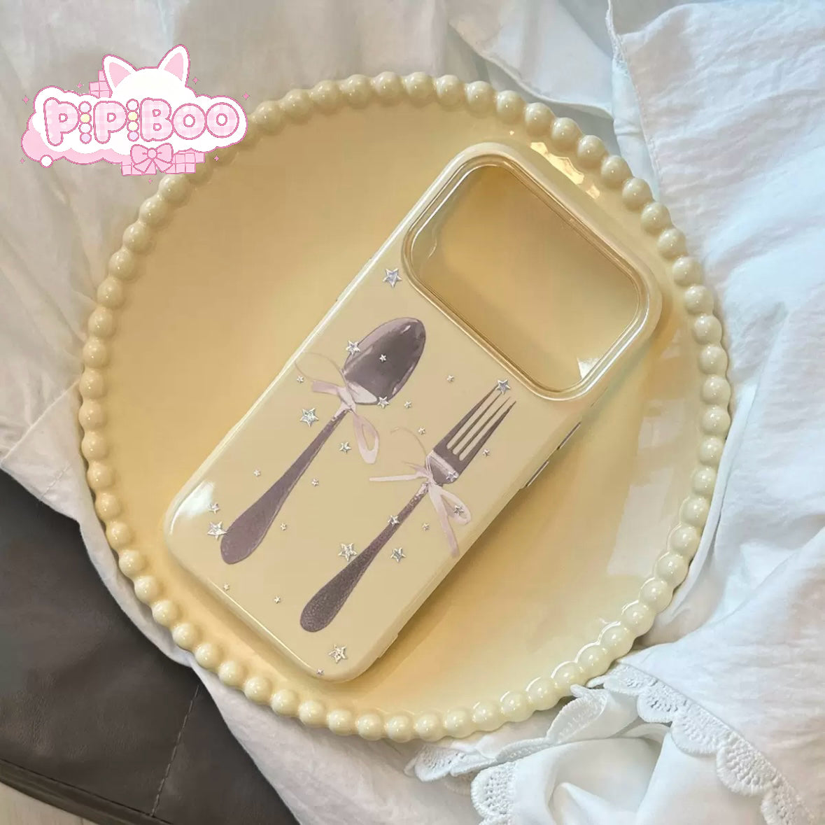 Cute yellow fork spoon phone case for iPhone