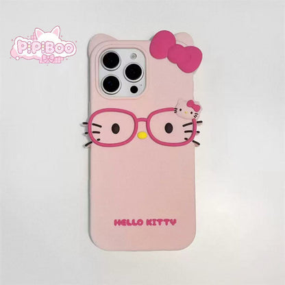 3D Glasses HK Cat Ear Silicone Phone Case For iPhone